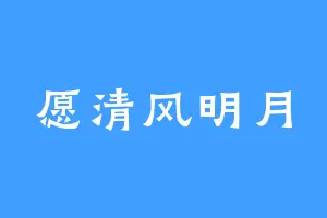 愿清风明月