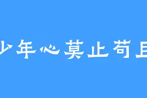 少年心莫止苟且