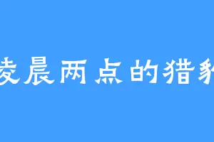 凌晨两点的猎豹